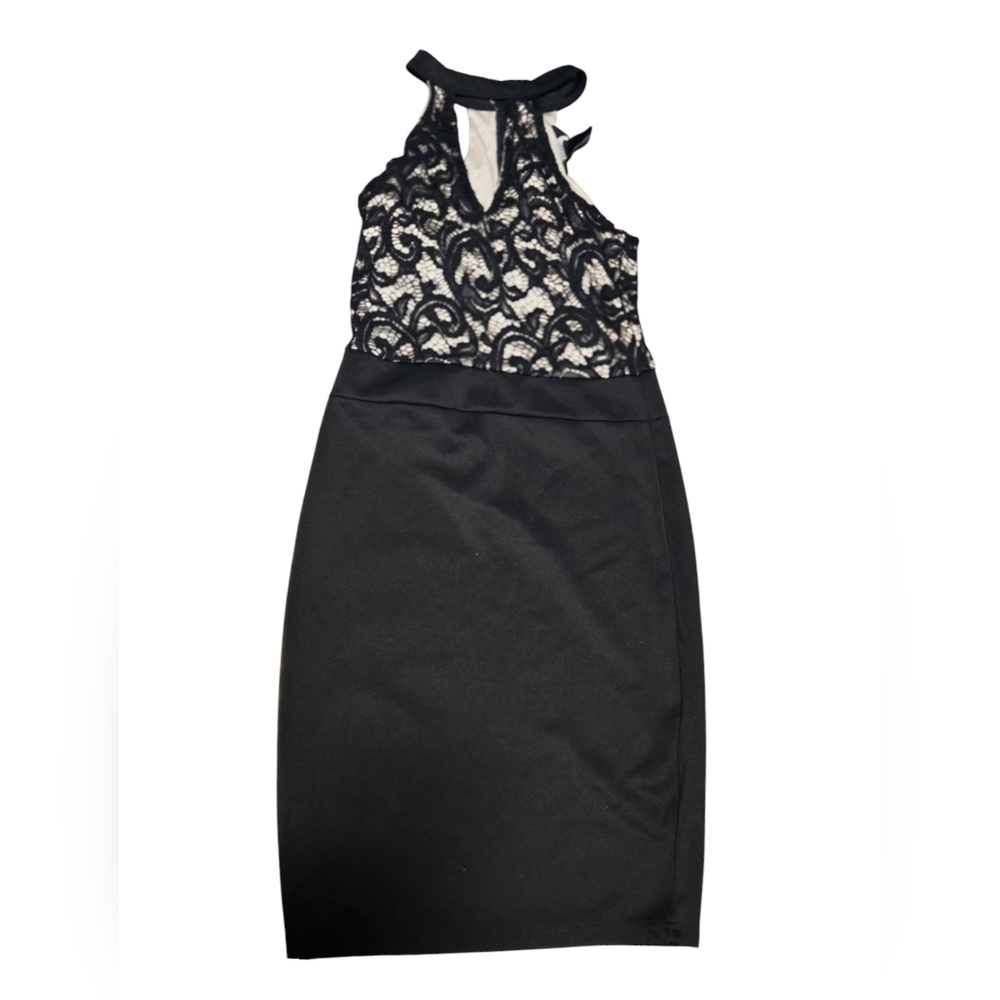 3/$35 Beige Lace Mock Neck Bodycon Dress